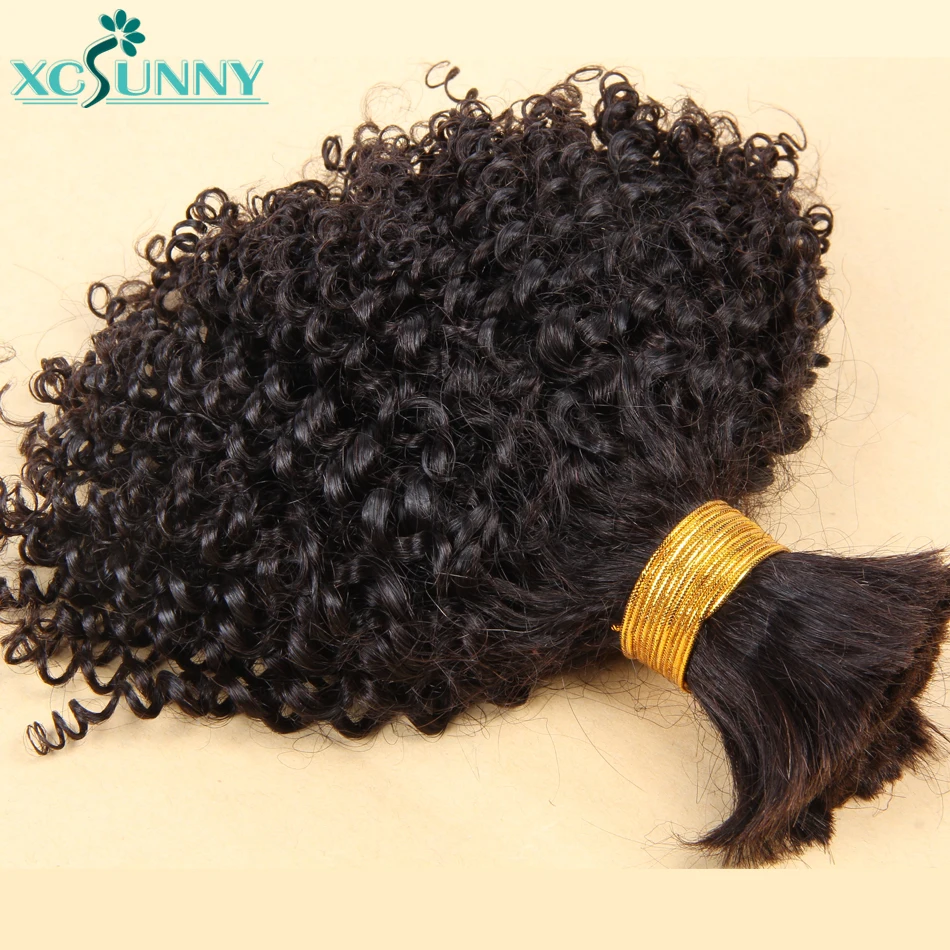 Top Trends: Bulk Human Hair For Braiding No Weft Kinky Curly Bulk Braiding Hair Extensions Full Double Drown Burmese Hair Bundles Shoppable Styles