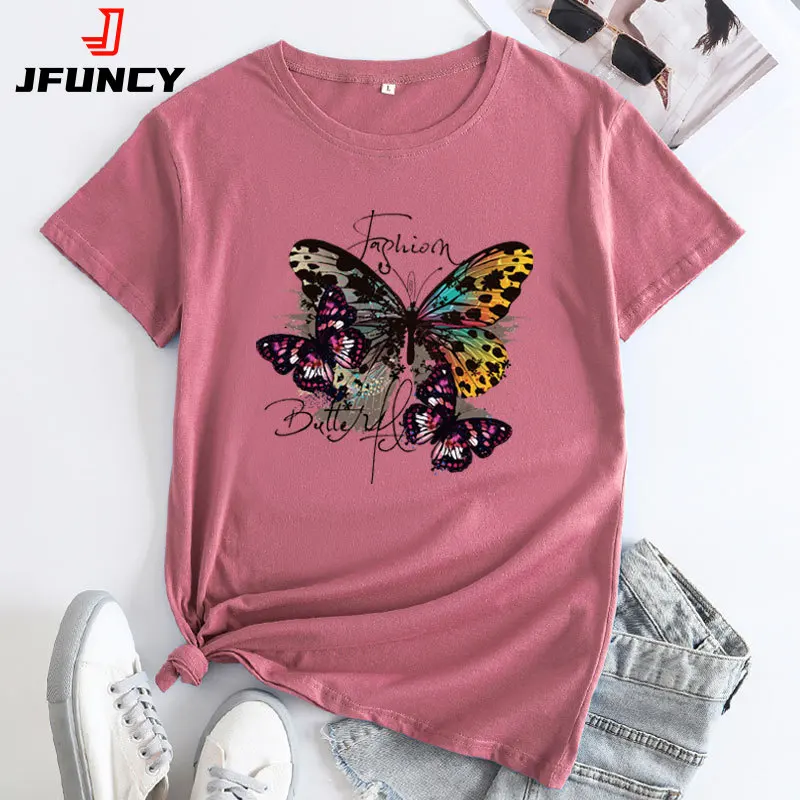 Top Trends: JFUNCY 2024 Fashion Women's T-shirts Women Cotton Tshirt Short Sleeve Tops Butterfly Graphic T Shirts Female Clothing Woman Tess Shoppable Styles