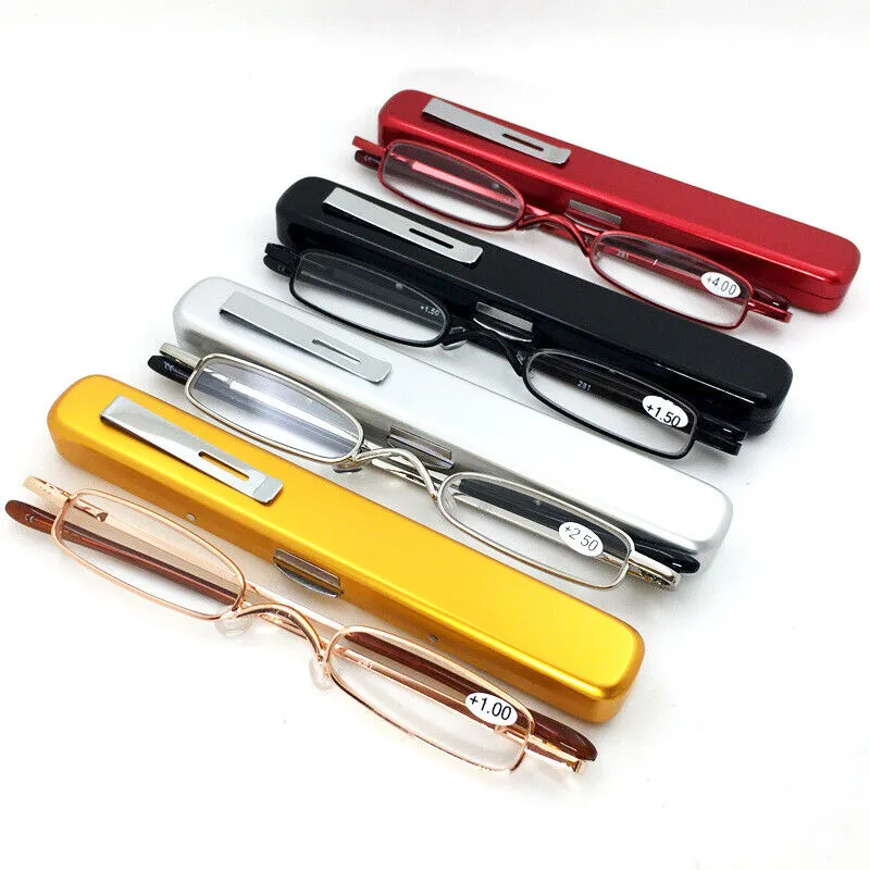 Top Trends: Reading Glasses Women Men Ultra-light Portable Mini Reading Glasses With Pen Tube Case HD Prescription Glasses Diopter Plus 2.5 Shoppable Styles