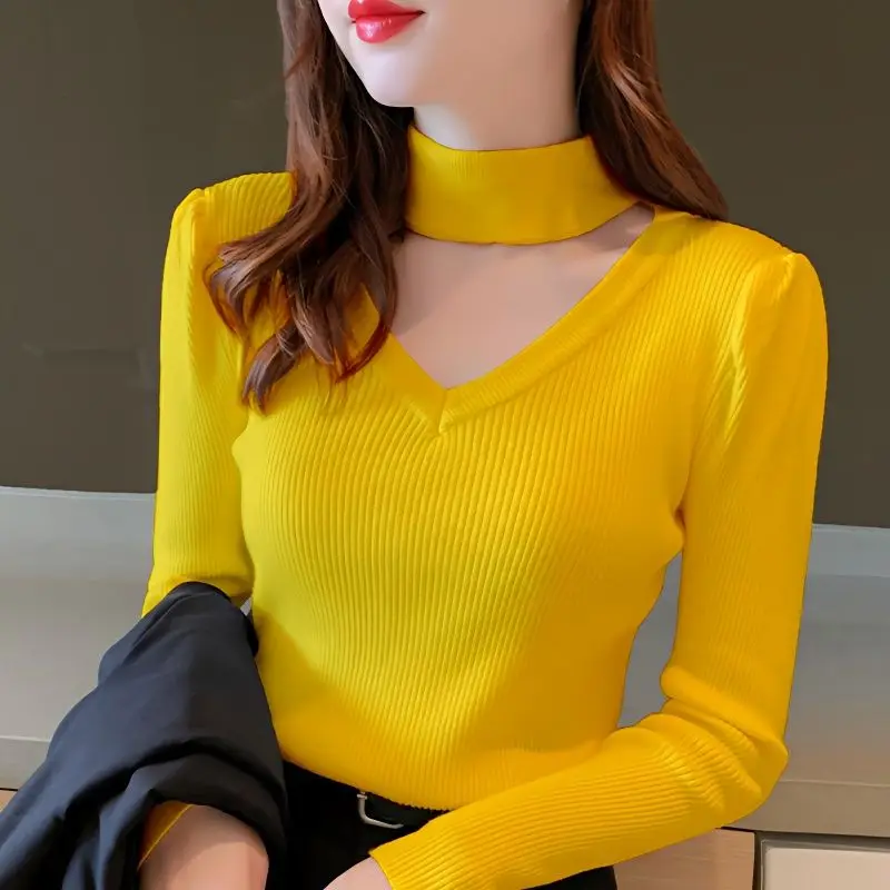 Top Trends: Fashion Solid Color Spliced Hollow Out Sweaters Women's Clothing 2023 Autumn Winter New Loose Knitted Pullovers All-match Tops Shoppable Styles - Image 4