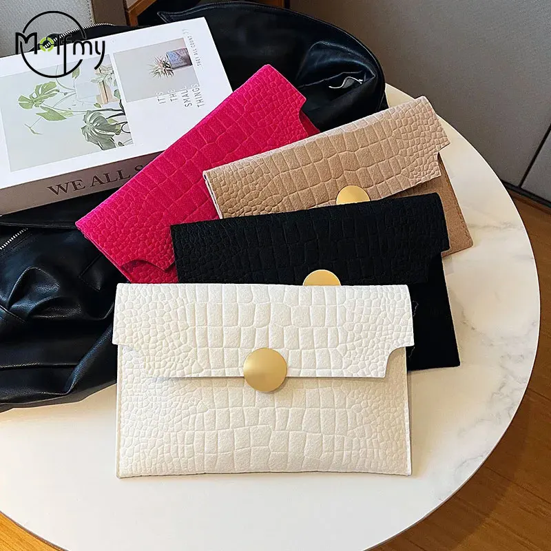 Top Trends: Women Felt Wallet For Women Coin Purse Large Capacity Fashion Small Coin Envelope Bag Wallet Closure Solid Candy Colors Handbag Shoppable Styles