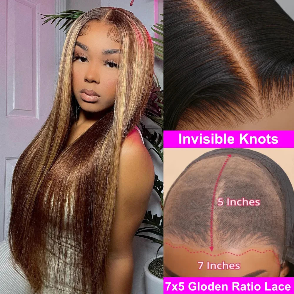 Top Trends: UNice 7x5 Bye Bye Knots Pre Cut Lace Wig Brown Blonde Mixed Straight Lace Wig Human Hair Lace Front Wig Glueless Wear Go Wigs Shoppable Styles