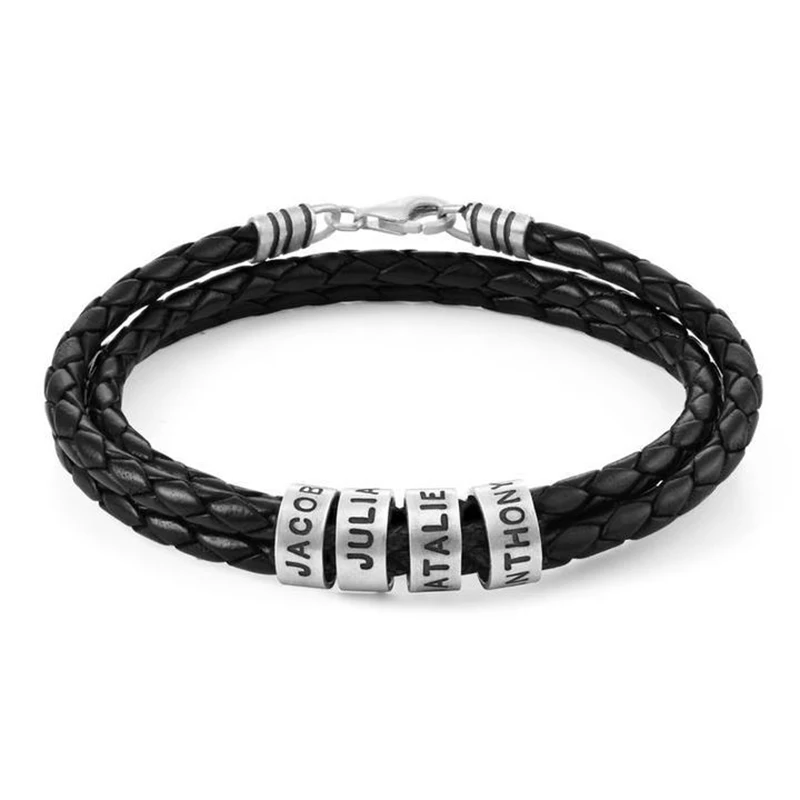 Top Trends: Personalized Names Men Leather Bracelet Braided Leather Bracelet Custom Family Names Bracelet Personalized Men Bracelet Gift Shoppable Styles