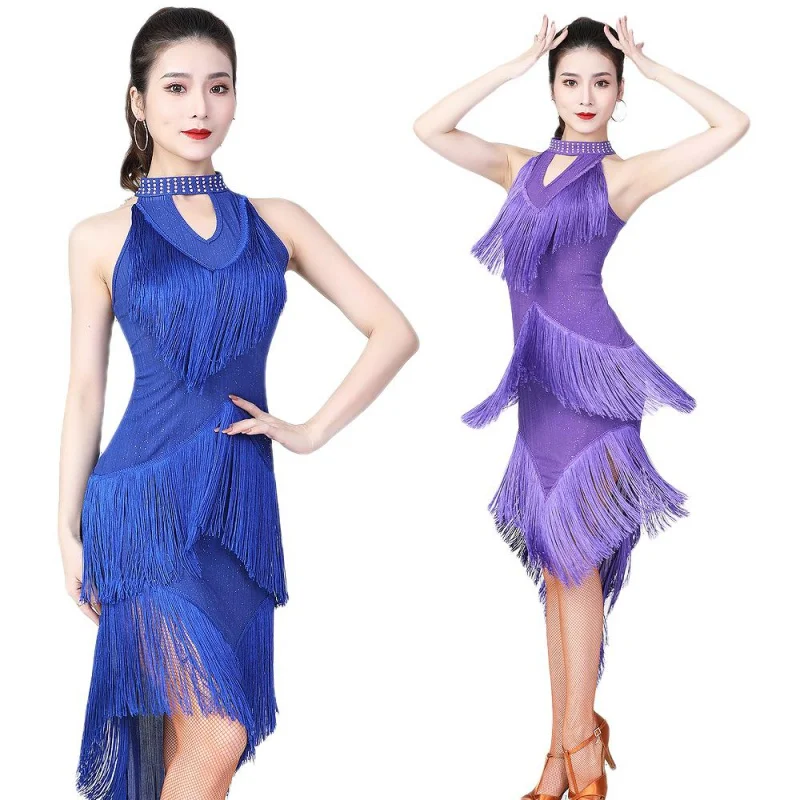 Top Trends: Women Shiny Fringe Halter Neck Dress Roaring Flapper Gatsby Latin Dance Sexy Sparkly Sequins Bodycon Dress Shoppable Styles - Image 3