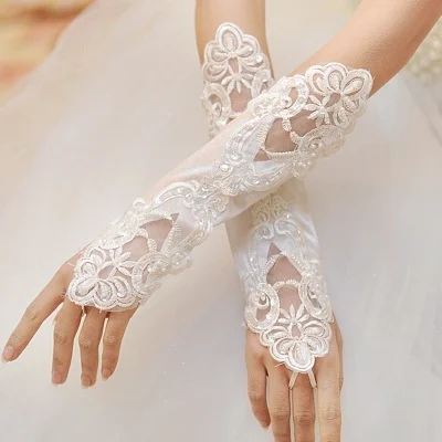 Top Trends: White Ivory Red Black Color Lace Fingerless Wedding Accessory Crystal Bridal Party Gloves Shoppable Styles