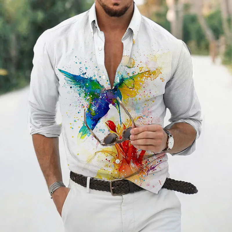 Top Trends: New Summer Hawaiian Bird Flower Shirt Men's 3D Printed Long-sleeved Animal Shirt Beach Holiday Plus Size T-shirt Men's S-6XL Shoppable Styles