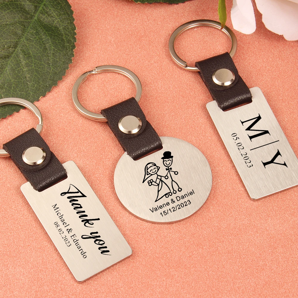 Top Trends: Custom Engraved Name Metal Keychain Leather And Steel Keyring Personalized DIY Wedding Party Birthday Baptism Gift Key Chain Shoppable Styles