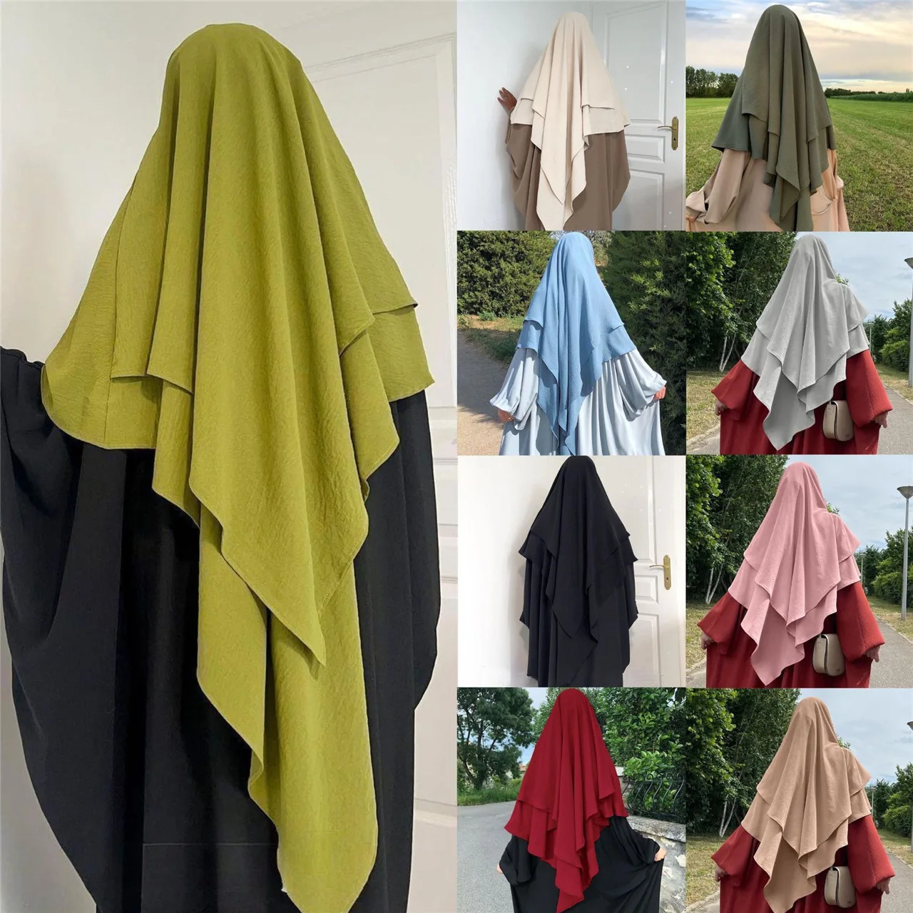 Top Trends: 2023 Ramadan Niqab Burka Turkish Modest Outfit Layered Khimar Scarf Hijabs Plain Long Underscarves Middle East Women Plain XL Shoppable Styles