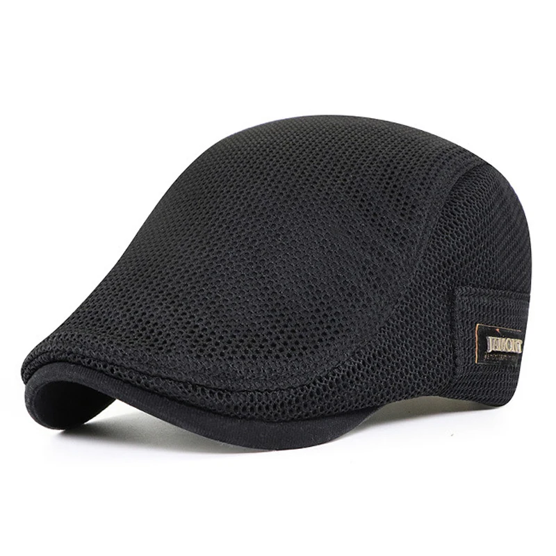 Top Trends: Branded Men&#039;s Berets Summer Breathable Visor Cap Women Flat Peaked Sun Hat Net Solid Herringbone Newsboy Hat Mesh Driver Caps Shoppable Styles