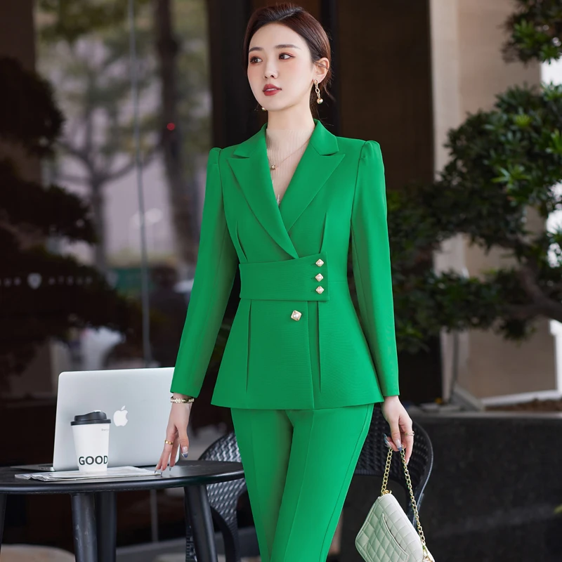 Top Trends: High Quality Fabric Professional Women Business Suit With Pants And Jackets Coat Pantsuits Blazers Ladies Work Wear Trousers Set Shoppable Styles