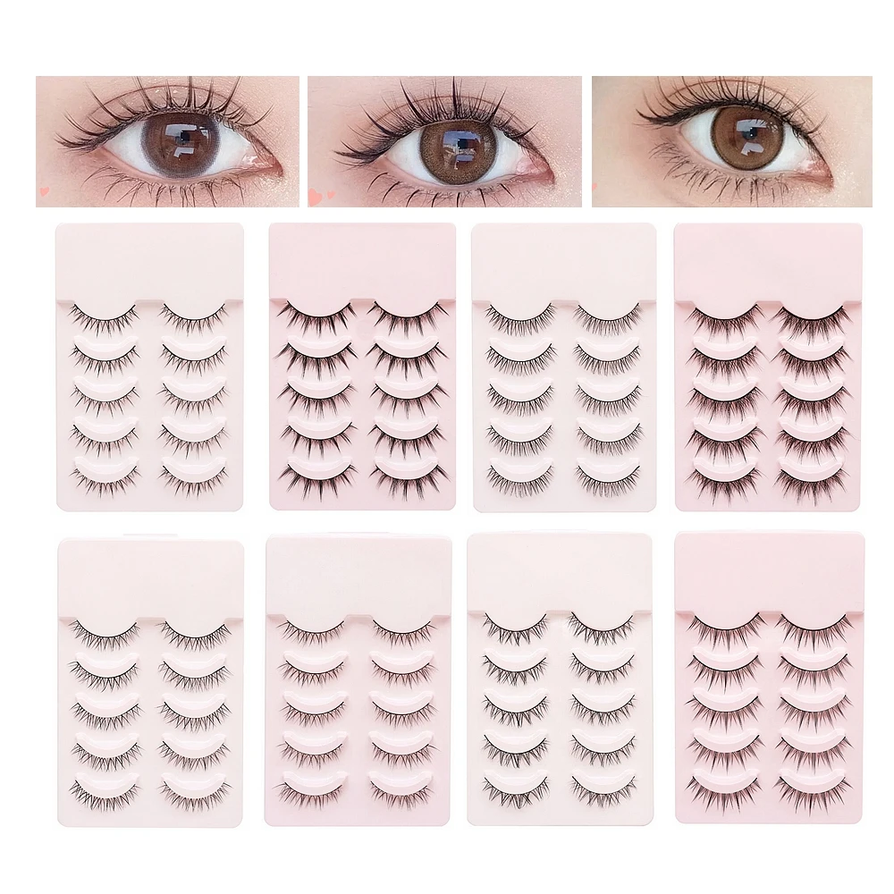 Top Trends: 5 Pairs Faux Cils 3D Fake Eyelashes Extension Lots Super Natural False Eyelashes Soft Invisible Band Lashes, Reusable For Makeup Shoppable Styles