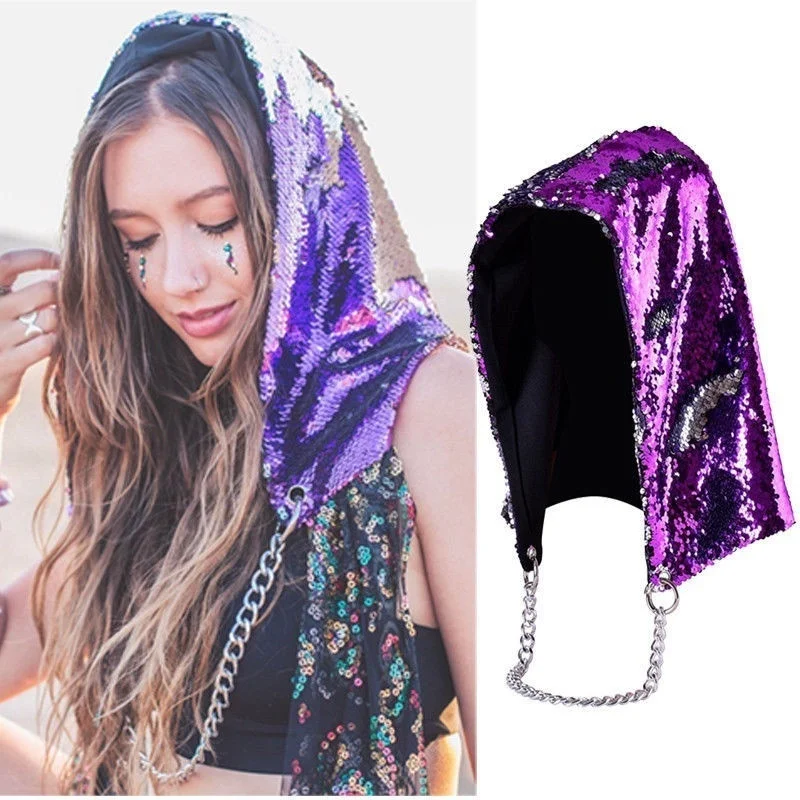 Top Trends: Fashion Hat Sequin Caps Halloween Party Rave Hood Hats For Adults Sequin Halloween Party Hat Shoppable Styles - Image 2