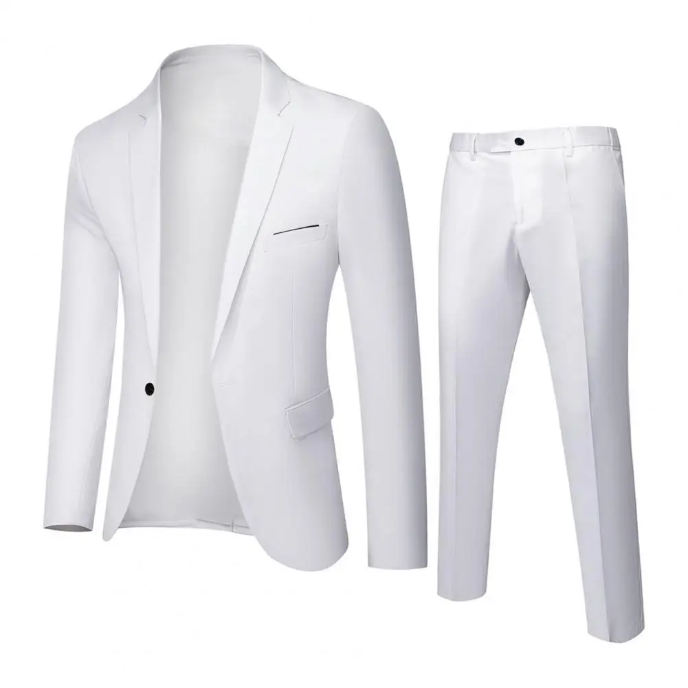 Top Trends: Formal Suit 2 Pieces Blazer Pants Korean Style Solid Color Single-breasted Spring Autumn Buttons Formal Suit Wedding Groom Suit Shoppable Styles