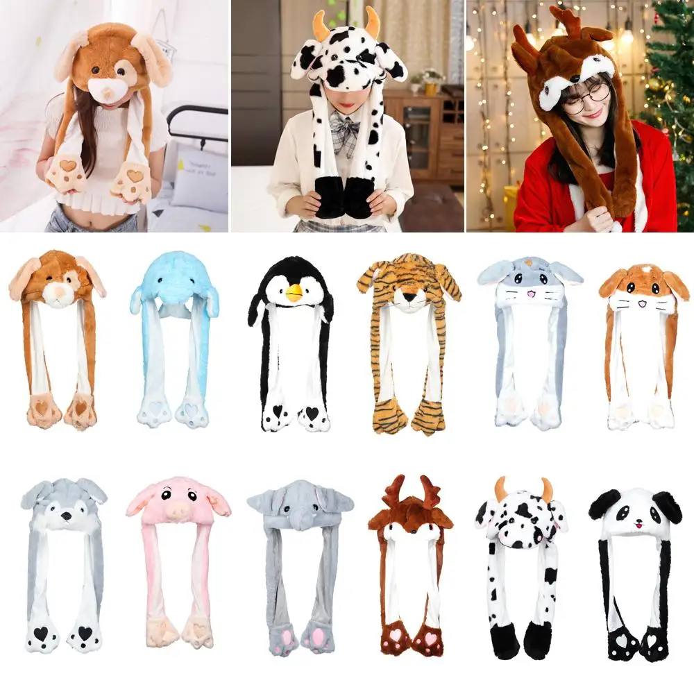 Top Trends: Women Girls Soft Warm Moving Jumping Rabbit Pinch Airbag Animals Ear Hat Funny Cap Plush Shoppable Styles