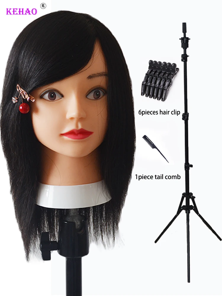 Top Trends: Female Mannequin Head With 100% Remy Human Hair Black For Hairdressing Apprentice Practice Training Doll Head For Hair Styling Shoppable Styles