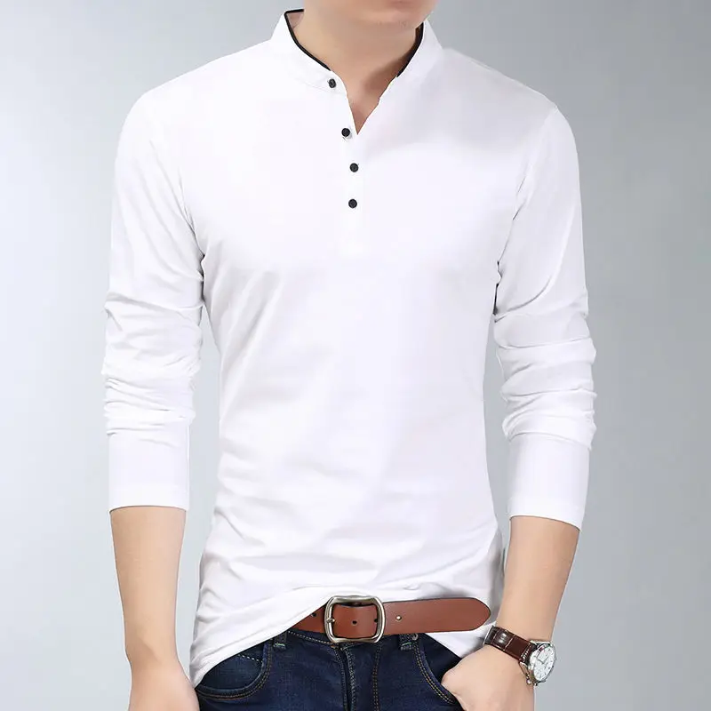 Top Trends: Fashion Men Long Sleeve Basic Solid Thin Polo Shirts Spring Autumn New Slim Tees Korean Male Clothes New Business Casual Tops Shoppable Styles