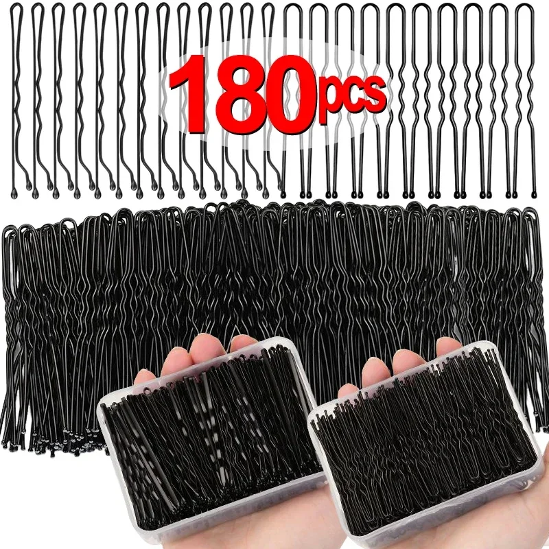 Top Trends: 30 / 180pcs Black Hair Clips U-Shaped Bobby Pin Invisible Wavy Hairpin Hairstyle Styling Metal Hair Grip Barrette Hair Accessories Shoppable Styles