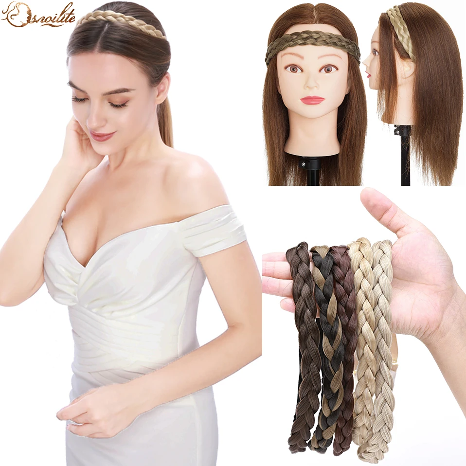 Top Trends: S-noilite Synthetic Bohemian Plaited Headband Braids Hair With Adjustable Belt Hairpiece Hair For Woman Hair Style Accessories Shoppable Styles