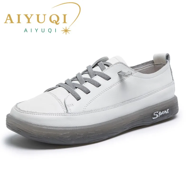 Top Trends: AIYUQI Loafers Ladies Genuine Leather Large Size Spring New Lace-up White Shoes Women Fashion Casual Soft Sole Flat Shoes Women Shoppable Styles