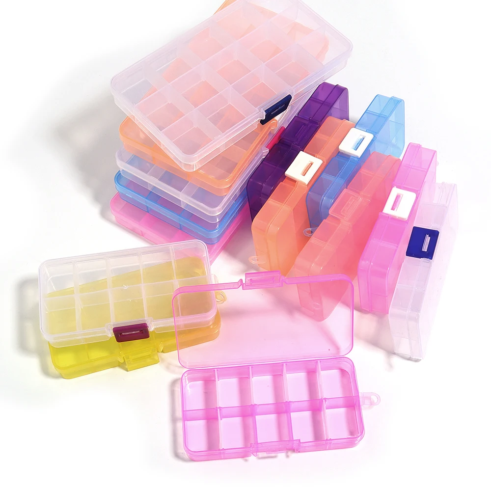 Top Trends: 10-15Grides Multicolor Plastic Jewelry Boxes Plastic Tool Box Craft Organizer Storage Beads Box Bracelet Jewelry Boxes Packaging Shoppable Styles