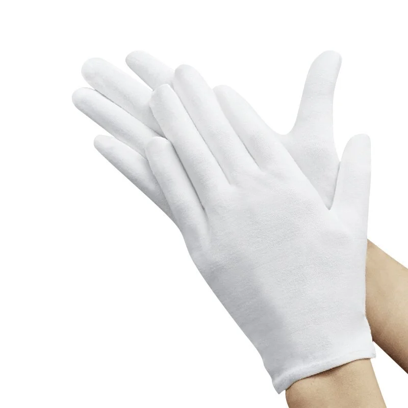 Top Trends: 1 Pairs New Full Finger Men Women Etiquette White Cotton Gloves Waiters / Drivers / Jewelry / Workers Mittens Sweat Absorption Gloves Shoppable Styles