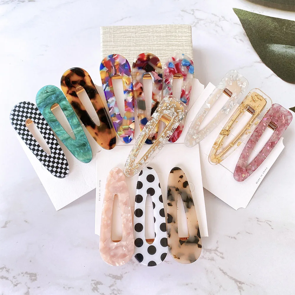 Top Trends: 1 / 3 PCS Women Fashion Leopard Acetate Geometric Hair Clips Vintage Hairpins Barrettes Hair Accessories All Match Hair Clips Shoppable Styles