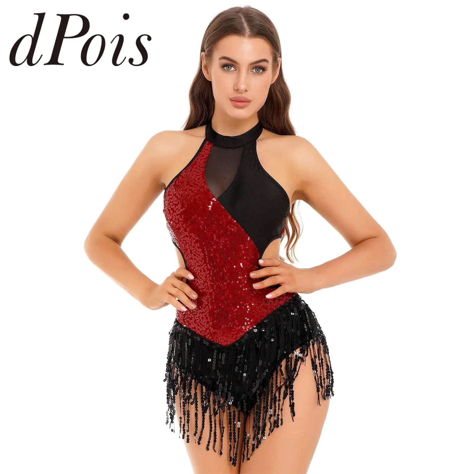 Top Trends: Women Fringed Tassel Latin Dance Costume Shiny Sequins Leotard Dresses For Dancing Competition Samba Tango Performance Jumpsuit Shoppable Styles