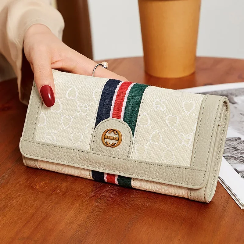 Top Trends: Women&#039;s Long Genuine Cow Leather + Canvas Luxury Wallet Large-capacity Purse Phone Handbag Card Holder Hasp Clutch 8-5 Shoppable Styles