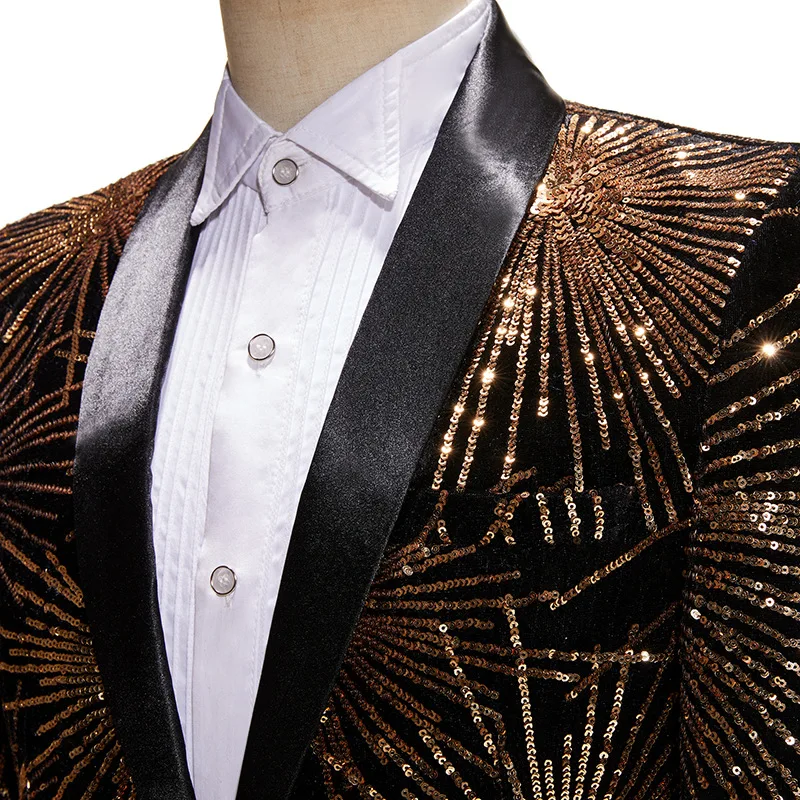 Top Trends: Men Fireworks Sequin Suit Jacket Shawl Lapel One Button Stage Party Prom Cotume White Black Chic Male Wedding Dress Blazer Coat Shoppable Styles - Image 5