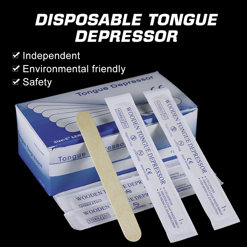 Top Trends: 5 / 50 / 100Pcs Disposable Wooden Tongue Depressor 15*1.8cm Tattoo Accessories Surgical Tongue Depressors Tool Shoppable Styles - Image 3