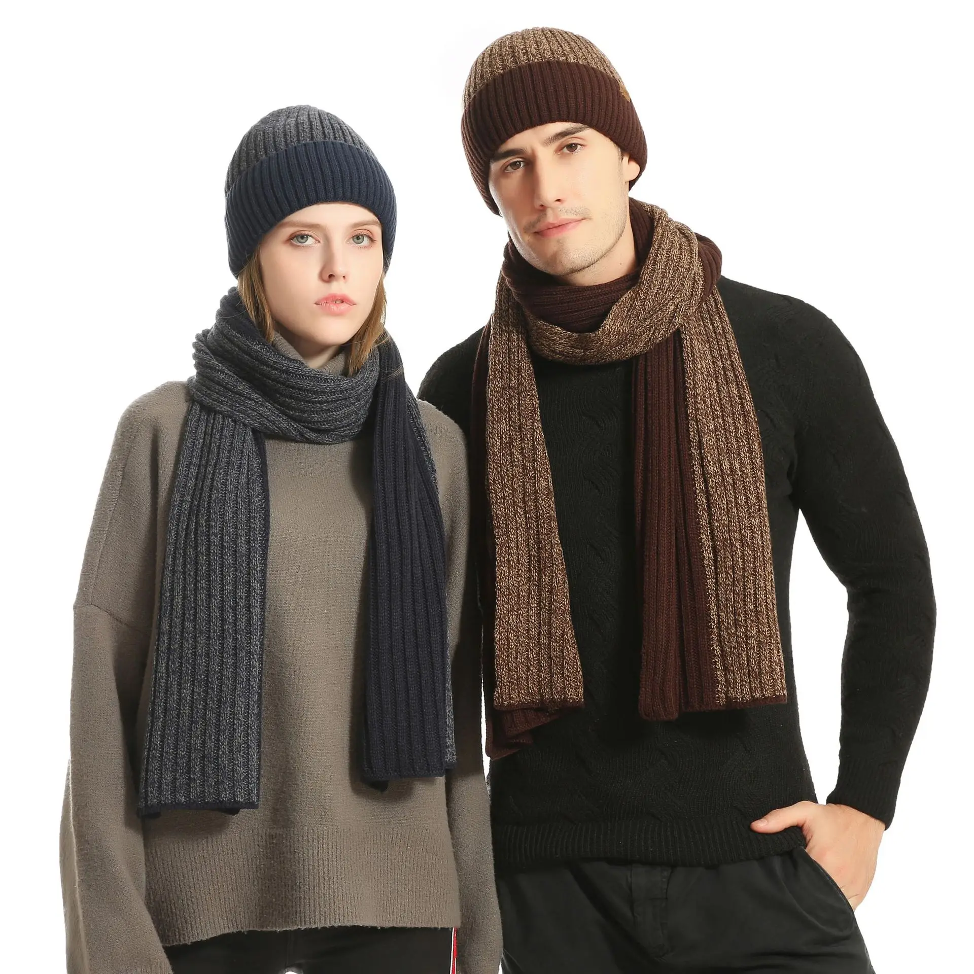 Top Trends: Autumn Winter Fashion Trend Solid Color Handsome Knitted Simple Warm Neck Protection Hat, Scarf, Gloves, Unisex Three Piece Set Shoppable Styles