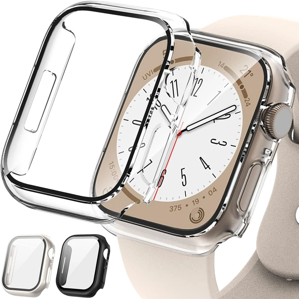 Top Trends: Tempered Glass+ cover For Apple Watch 9 8 7 41mm 45mm 42mm 38mm PC Bumper Screen Protector Case IWatch Series 6 5 4 Se 44mm 40mm Shoppable Styles