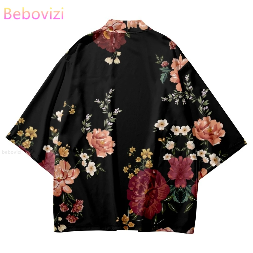 Top Trends: Fashion Flowers Print Japanese Traditional Kimono 2022 Beach Men Women Yukata Cardigan Trend Shirts Haori Oversized Streetwear Shoppable Styles