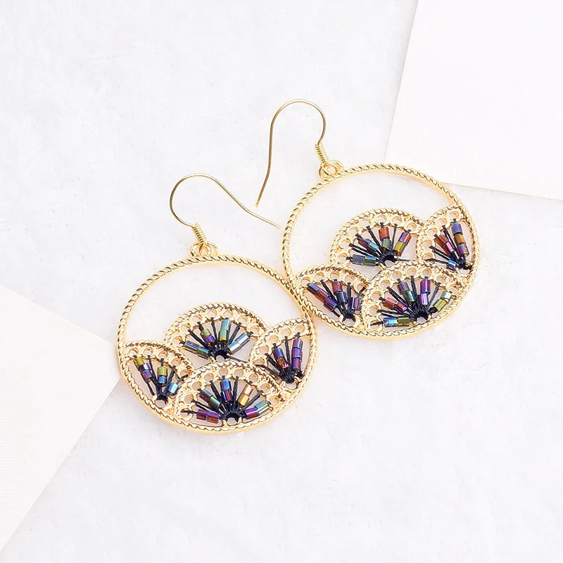 Top Trends: Unique Boho Earrings Women Colorful Beaded Round Earrings Fashion Hollow Out Statement Earrings Wholesale Geometric Jewelry 2024 Shoppable Styles