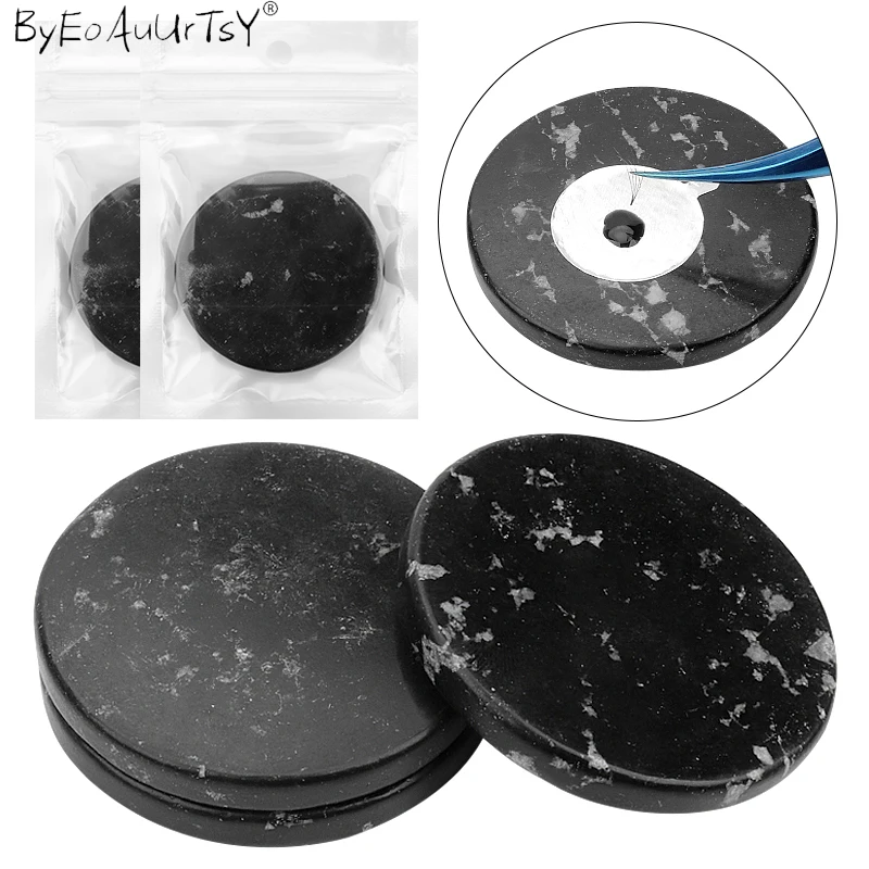 Top Trends: Black Eyelash Grafting Gasket Round Pallet Jade Stone Eyelash Extension Glue Pallet Holder Pad For Eyelash Extensions Tools Shoppable Styles