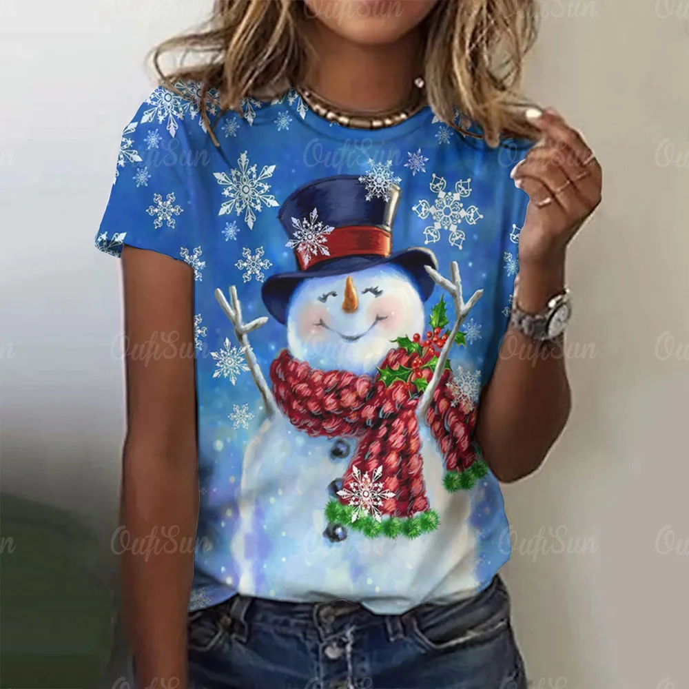 Top Trends: 3d Snowman Print Christmas T-Shirts For Women Kawaii T Shirt Female Casual Harajuku Clothing Oversized Happy New Year Party Tops Shoppable Styles