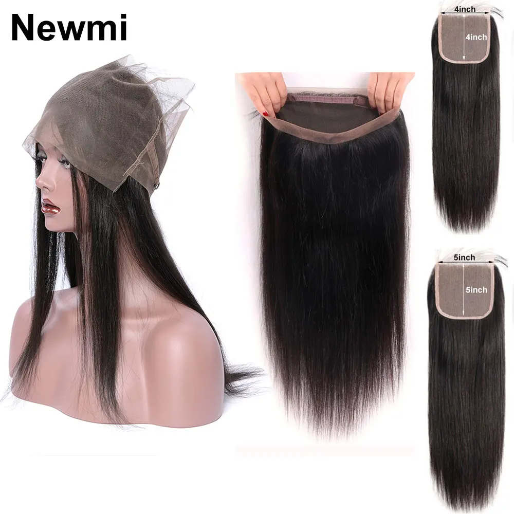 Top Trends: 360 Lace Frontal Only Straight Newmi 360 Lace Closure Human Hair Transparent Pre Plucked 4x4 Closure 13x4 Ear To Ear Frontal Shoppable Styles