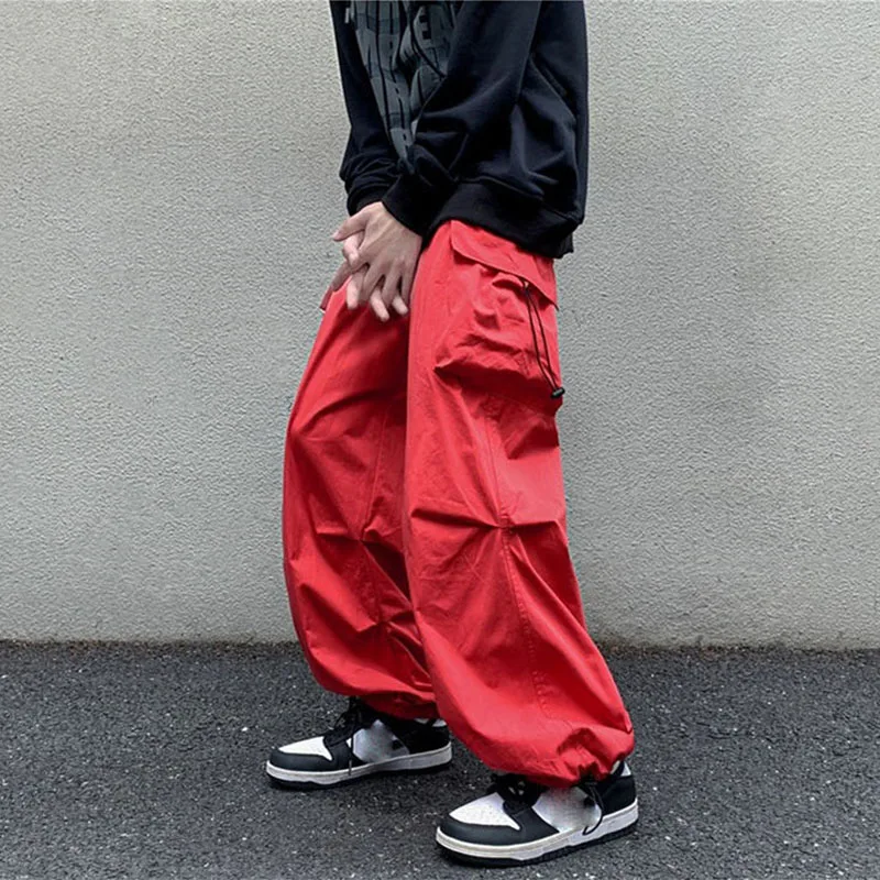 Top Trends: Men's Summer Streetwear Elastic Waist Y2K Baggy Cargo Pants Trousers Hip Hop Loose Women Wide Leg Pants Male Korean Shoppable Styles - Image 4