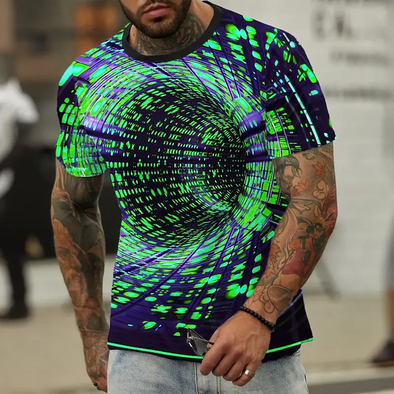 Top Trends: Summer T-Shirt For Men 3D Luminous Printed Short-Sleeve Tees Streetwear T Shirt Male Men&#039;s Clothing Oversized T-shirt O-Neck Shoppable Styles