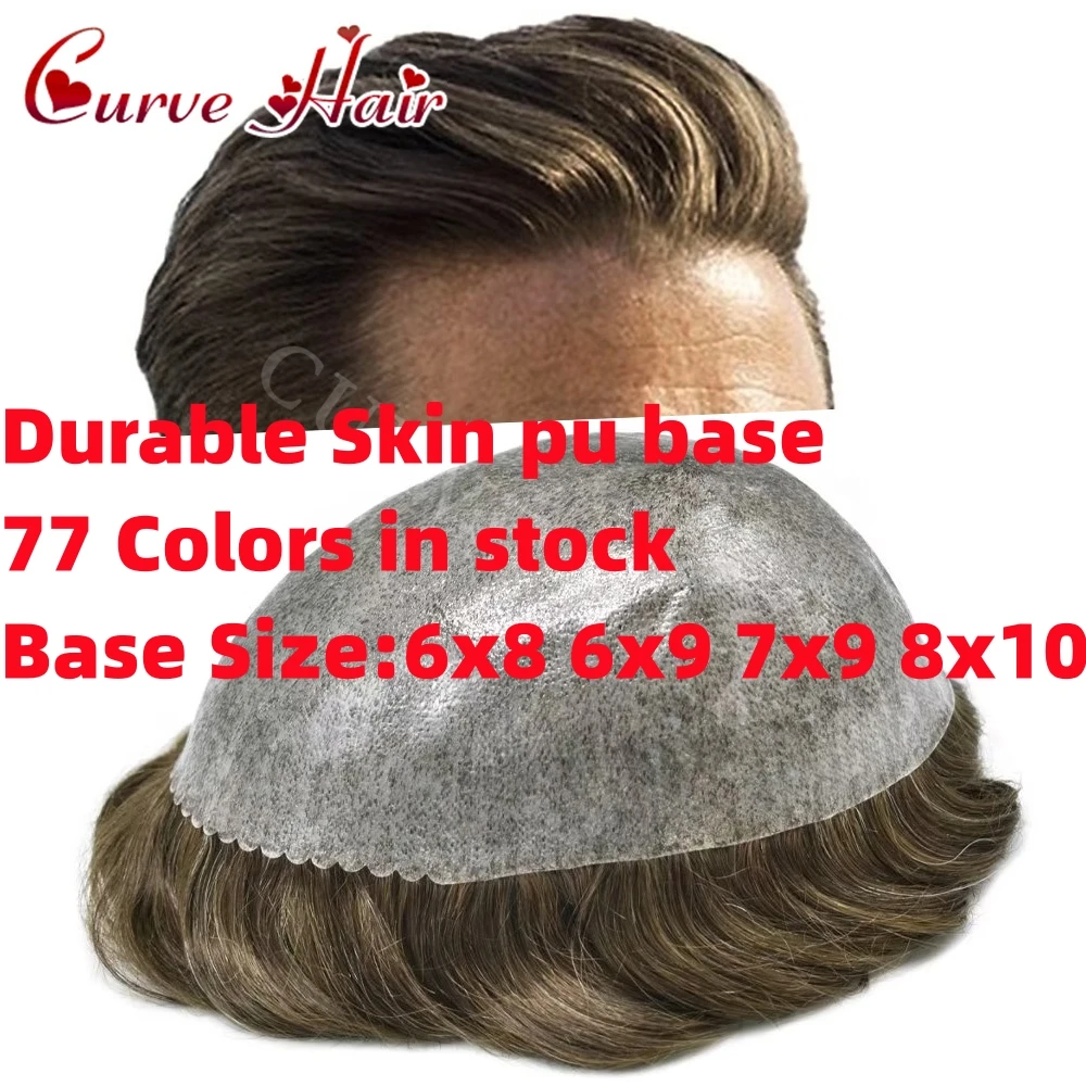 Top Trends: PU Toupee For Men Human Hair Prosthesis 0.1mm Replacement System Durable Thin Skin Mens Hair Piece Grey Black Man Wig Hair Units Shoppable Styles