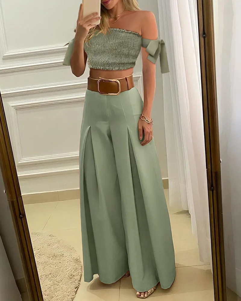 Top Trends: Traf Official Store Women's Pants 2023 New Casual Fashion Solid Color Open Fold High Waist Wide Leg Pants Basic Elegant Commuter Shoppable Styles - Image 5