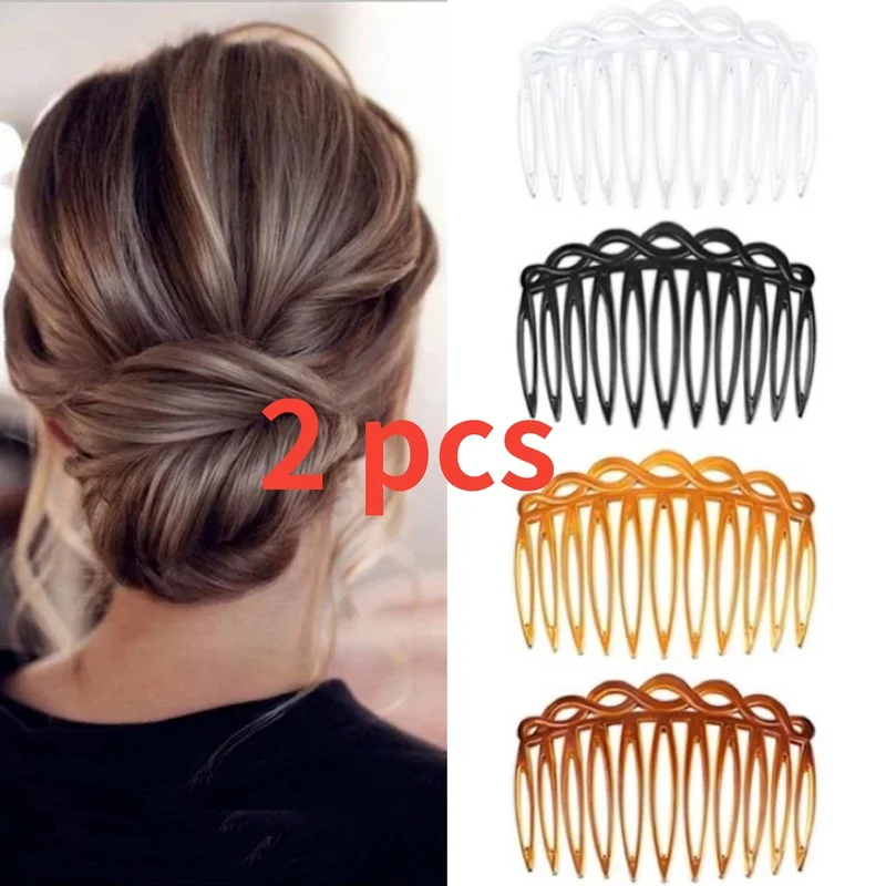 Top Trends: 2PCS Hair Side Combs French Hair Comb Straight Teeth Hair Clip Comb Twist Hair Comb Bridal Wedding Veil Comb Hair Accessories Shoppable Styles