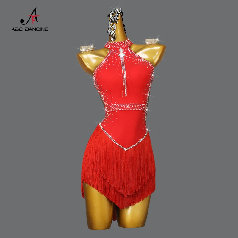 Top Trends: Red Professional Latin DanceTassel Short Skirt Sexy Adult Women&#039;s Dance Competition Dress Female Clothing Cha-Cha Shoppable Styles