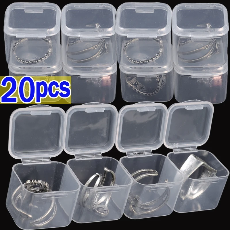 Top Trends: 1-20pcs Small Storage Box Transparent Square Plastic Box Earrings Jewelry Packaging Storage Small Square Boxs Jewelry Organizer Shoppable Styles