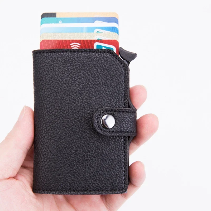 Top Trends: Top Quality Wallets Men Money Bag Automatic Pop-up Metal Aluminum Shell Money Minimalist Credit Card Holder RFID Blocking Shoppable Styles