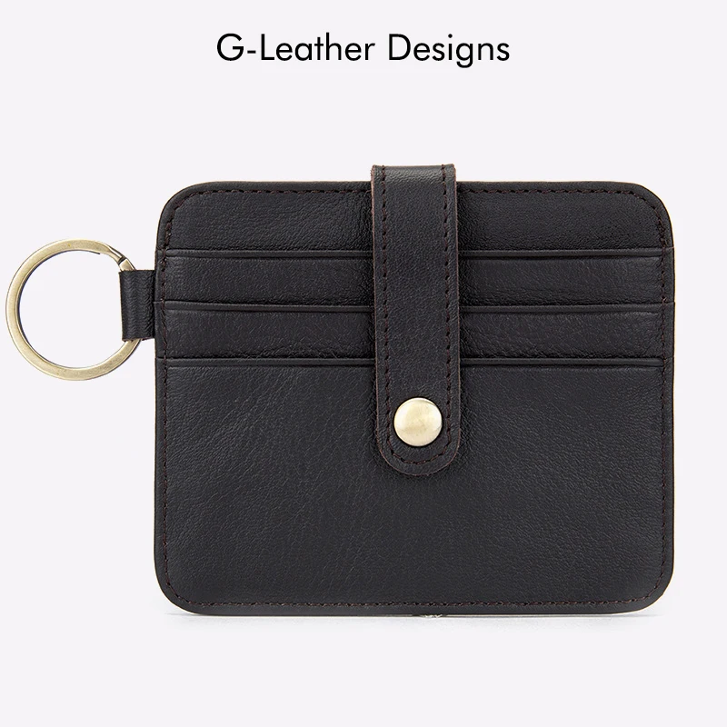 Top Trends: Classic Genuine Leather Card Holder Cow Leather Credit Card Wallet Case With Ring 6 Card Slots Custom Initials Name Shoppable Styles