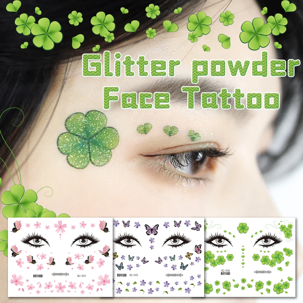 Top Trends: Glitter Powder Flower Butterfly Tattoo Stickers Temporary Waterproof Eyes Face Festivals Body Art Fake Tattoos Women Cosmetics Shoppable Styles