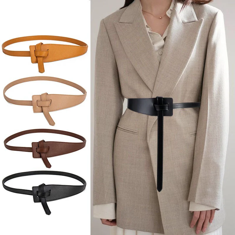 Top Trends: Knot Pu Leather Belts For Women Soft Knotted Strap Belt Long Dress Accessories Lady Waistbands Shoppable Styles