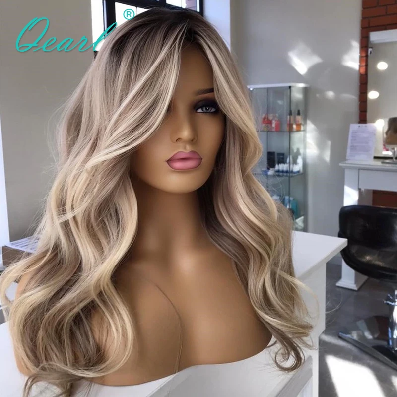 Top Trends: Real All Full Lace Wig Light Grey Ash Blonde Highlight Lace Front Human Hair Wigs HD Transparent Lace Frontal 13x6 Wavy 180% Shoppable Styles