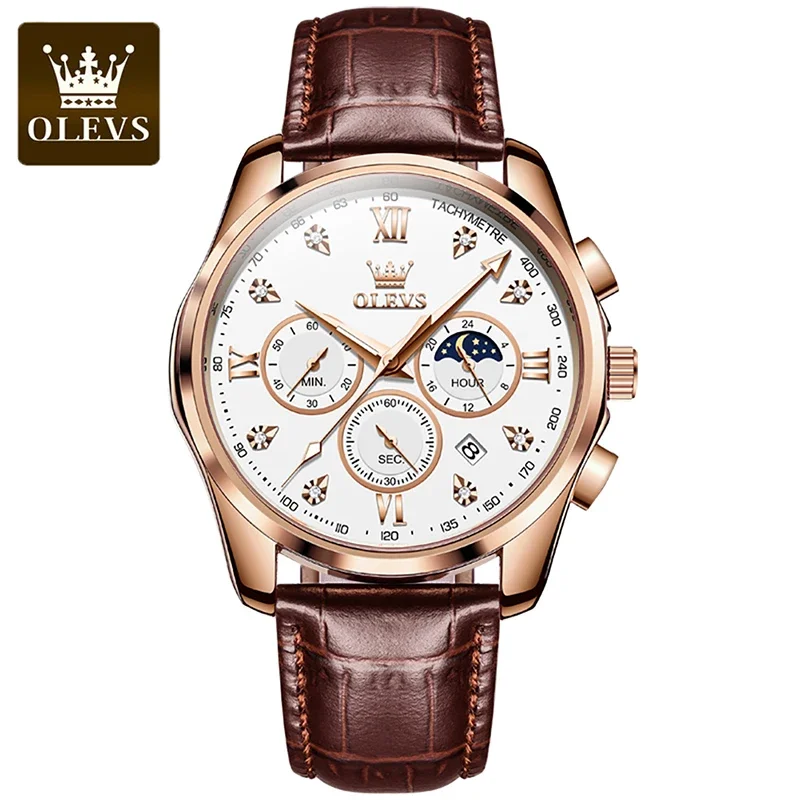 Top Trends: OLEVS Men's Watches Original Top Brand Quartz Watch Waterproof Sport Multifunction Wristwatch Moon Phase Fashion Watches For Men Shoppable Styles